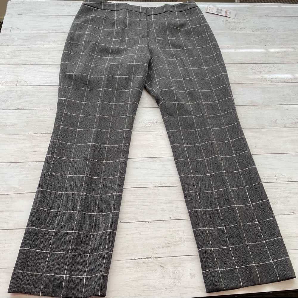 Le Suit Petite Suit Pants Grey Size 12 trousers straight wide legs plaid
